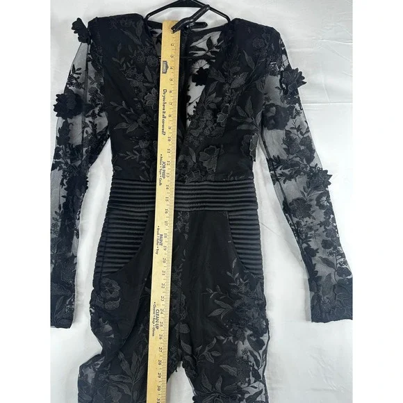 Zhivago The Black Parade Floral Jumpsuit Sheer Long Sleeve Flare Leg (tiny flaw) - Picture 9 of 9
